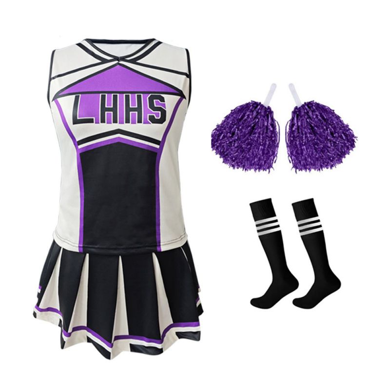 Cheerleading Pom Pom - Disfraz de animadora para mujer, uniforme,