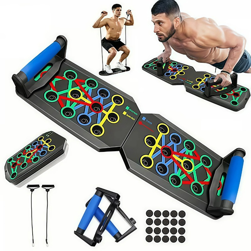 Sports Equipment Images - Tabla de flexiones plegable con bandas