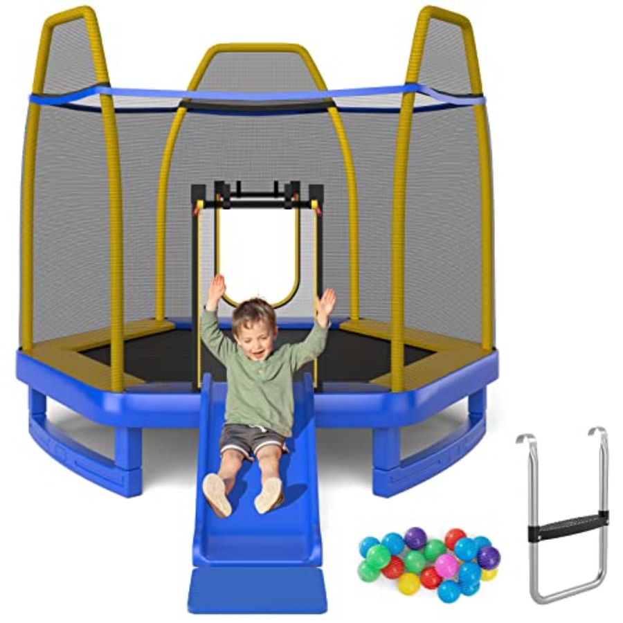Trampolín de 7 pies con escale - Trampoline Spring Cover reseña y precio