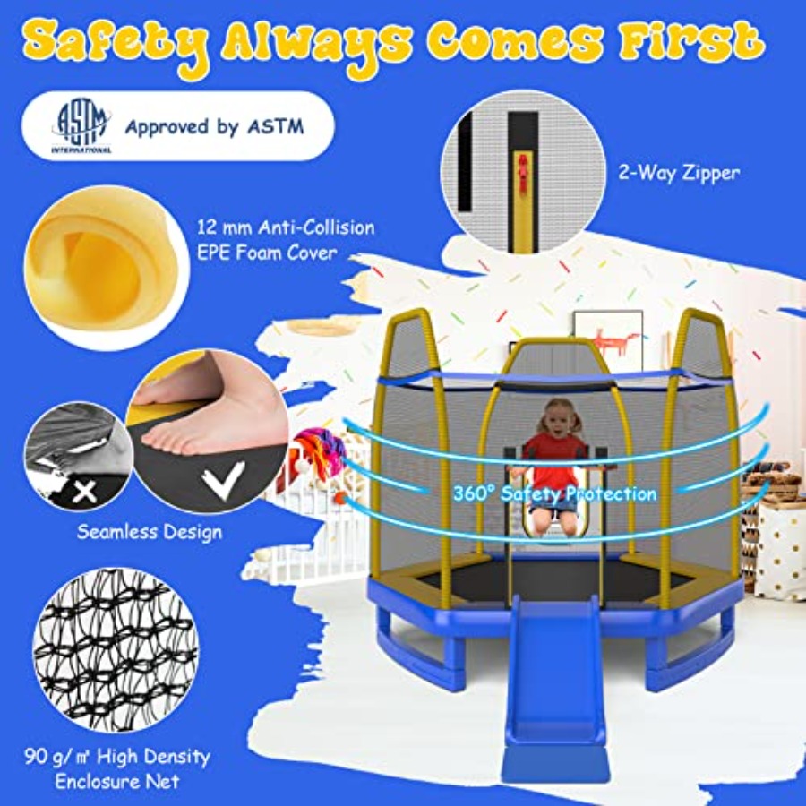 Trampolín de 7 pies con escale - Trampoline Spring Cover reseña y precio